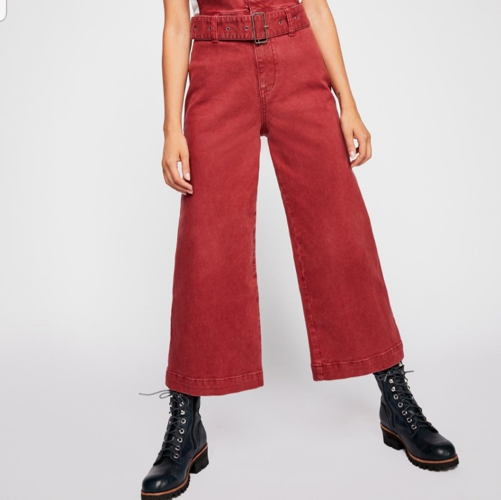 NWOT Free People Belted Twill Jumpsuit - Picture 2 of 6